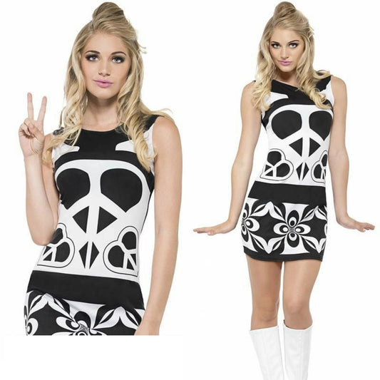 Ladies 1960s 60s Peace Lover fancy dress costume dressing up outfit Hippy Hippie