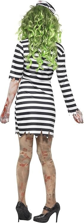 NEW Zombie Jail Bird with Dress & Hat Ladies Halloween Fancy Dress Costume - Med