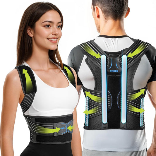 Rakiie Posture Corrector Women Men Upgraded Back Brace Enhanced Medium New