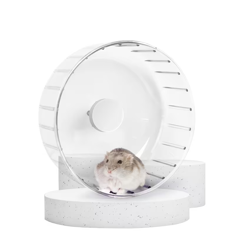 Quiet Jumbo Hamster Running Wheel - Classic Transparent, Easy Mounting - 18cm