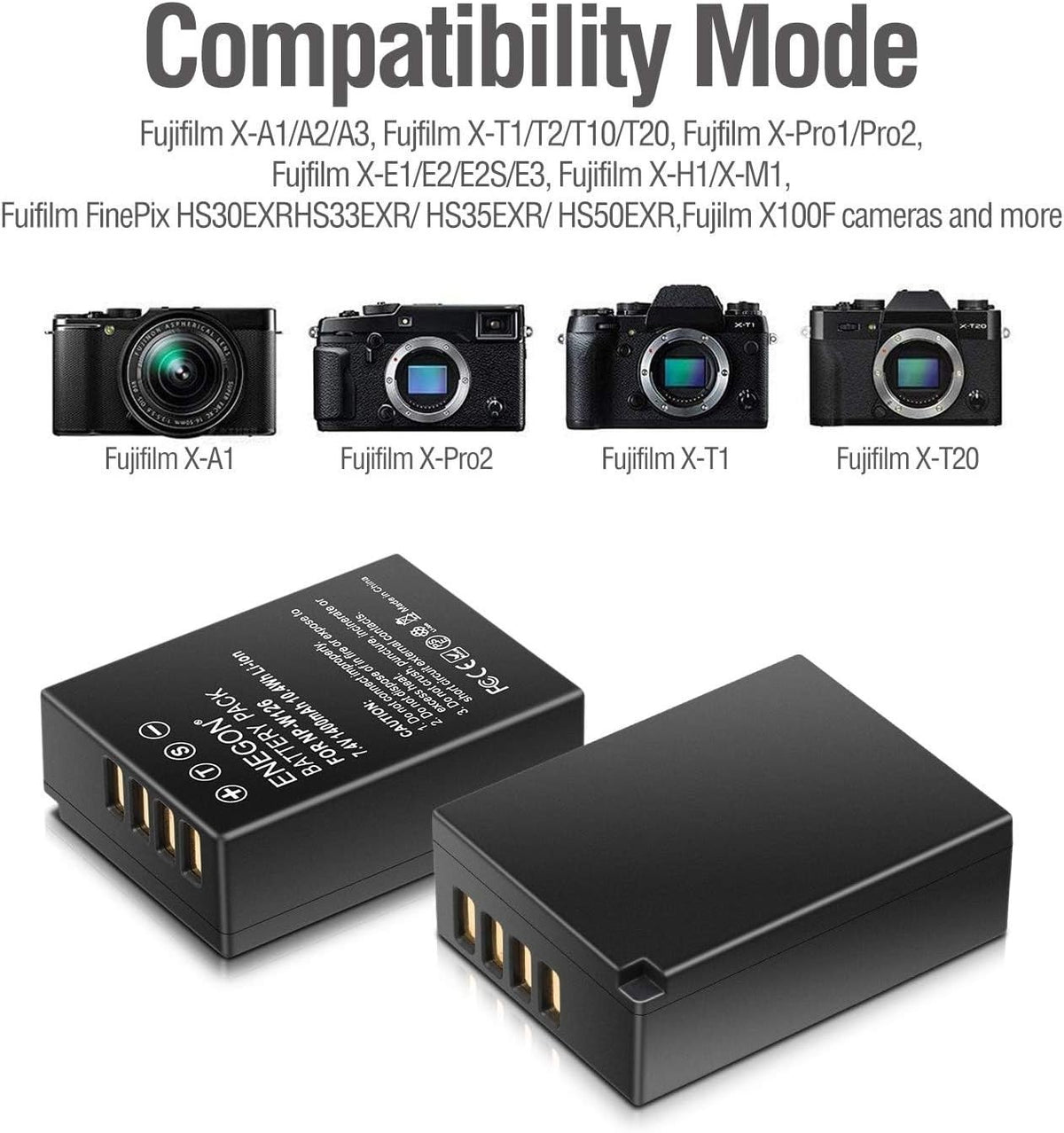 2x NP-W126s Batteries & Dual Charger for Fujifilm X-M5 X-T200 X100F X100V X100VI