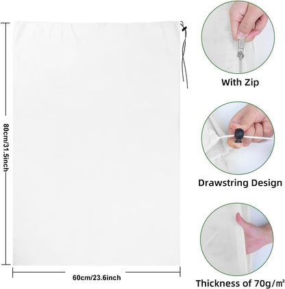 8 x Plant Frost Protection Covers Warming Jacket Bag Fleece Washable 80 x 100 cm