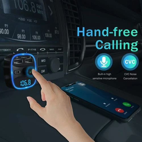 LENCENT FM Transmitter, Bluetooth Wireless Radio Adapter Car Kit with 2 USB