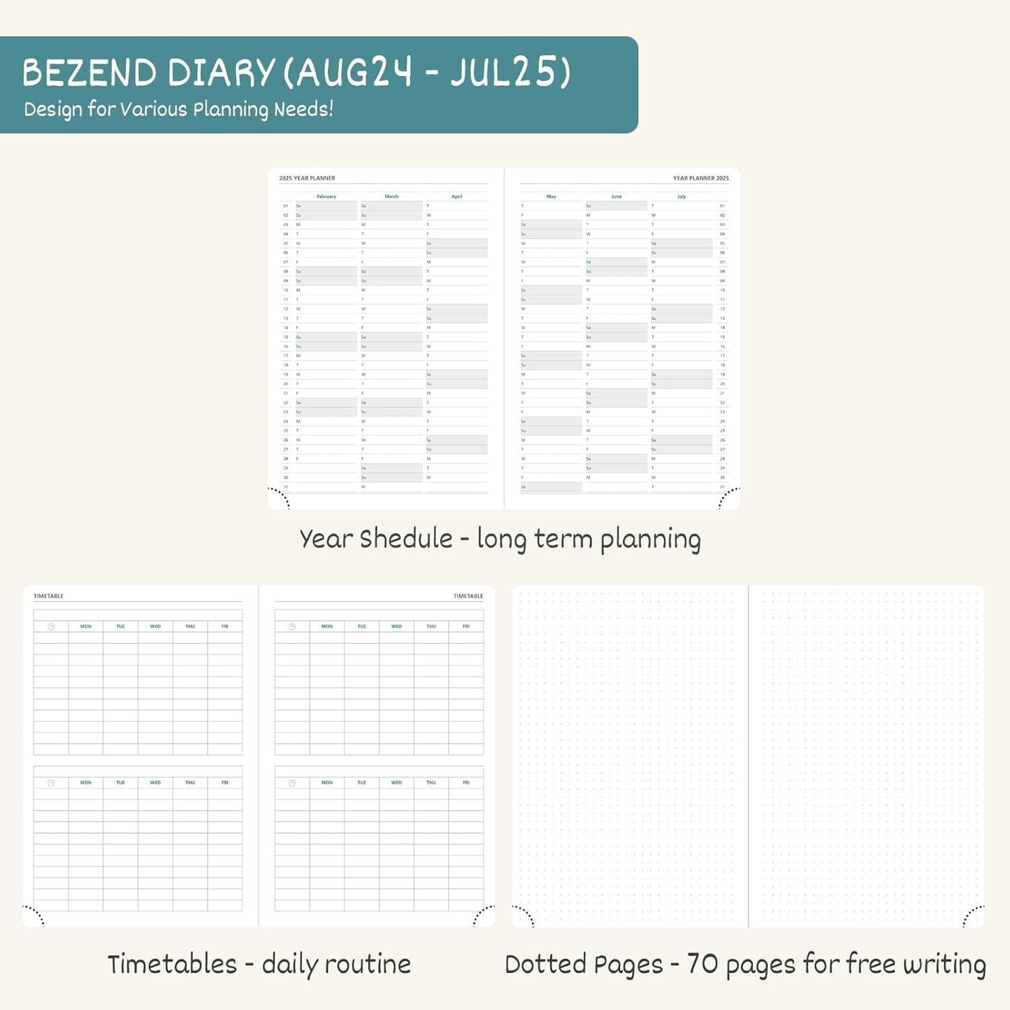 2024 2025 Academic Diary A5 Day to Page School Office Mid Year Teacher Planner