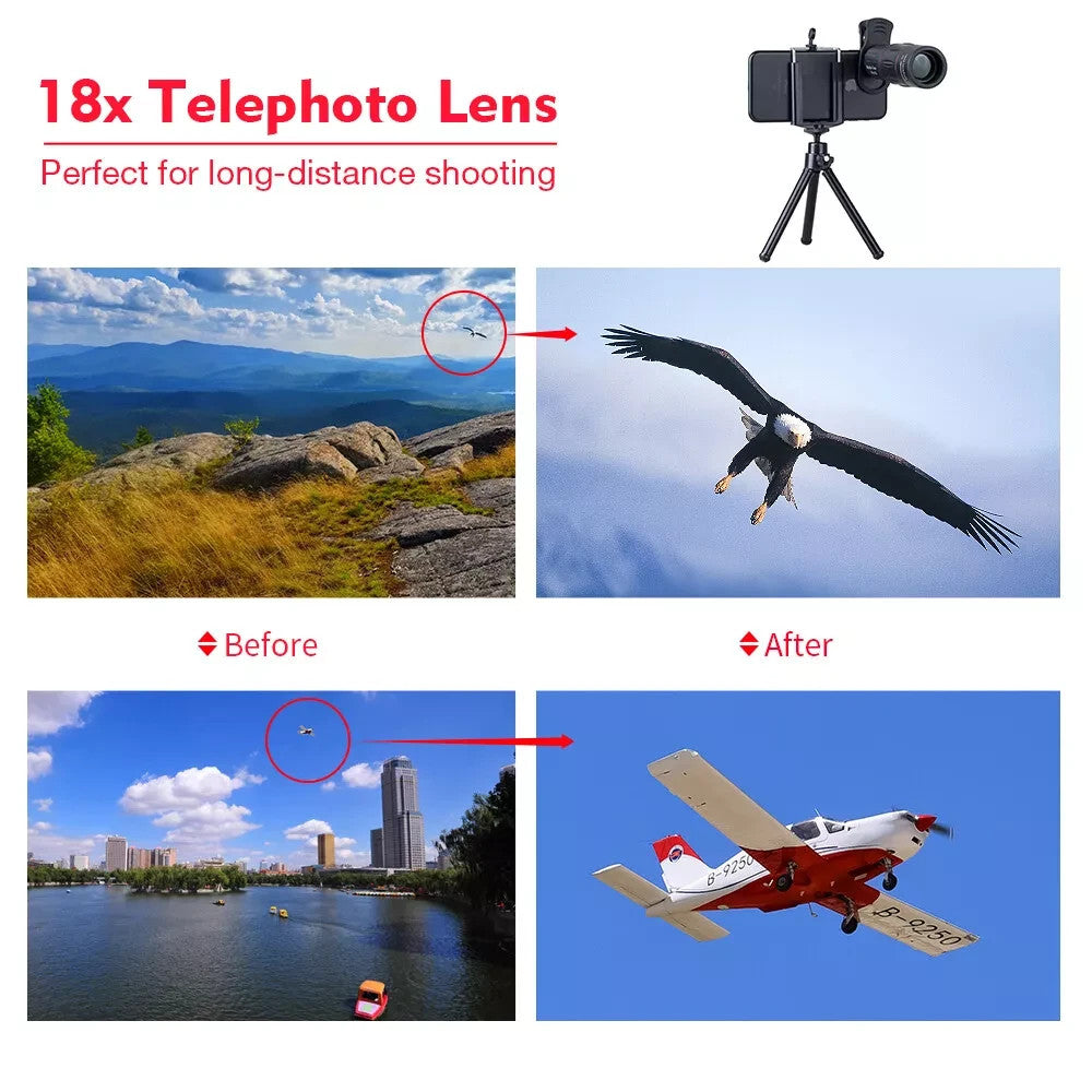APEXEL 18X Telescope Camera Lens Zoom Telephoto Mobile Phone Lens Kit + Tripod