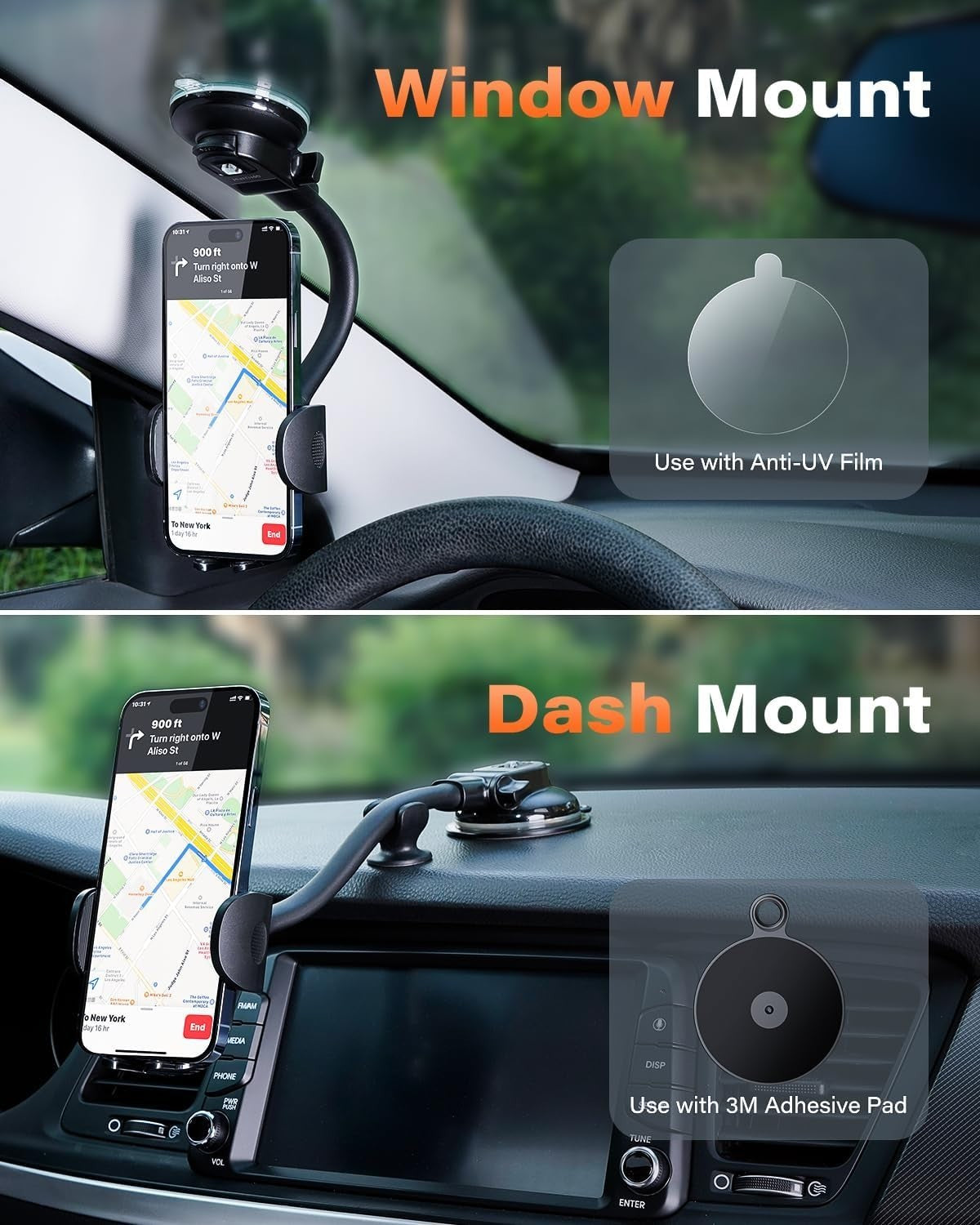 APPS2Car Windscreen Phone Holder - Flexible Goose-neck Arm