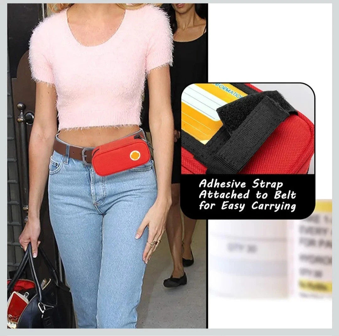 CURMIO Insulated Epipen Carrying Case, Medicine Supplies Storage Bag, Red