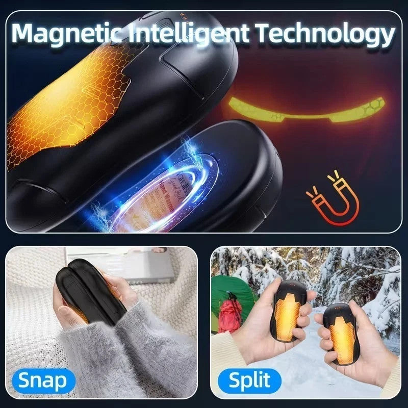 Rechargeable Hand Warmers 2 Pack 10000mAh Split Magnetic Double-Sided Heater