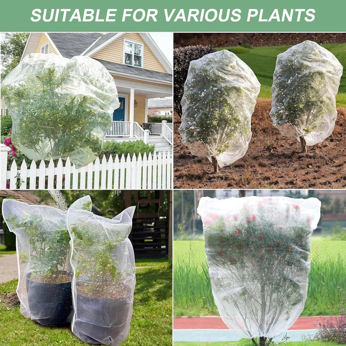 2 Pack Fruit Tree Insect Net Covers 100x150cm Fine Mesh with Zipper & Drawstring