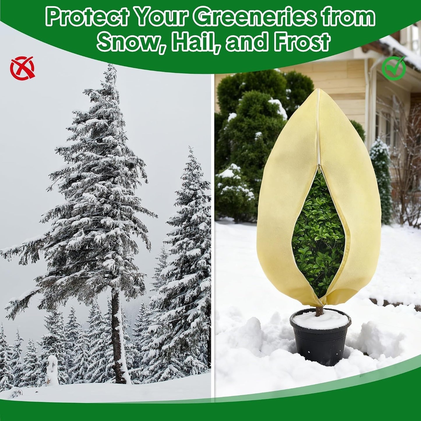 4 Pack Large Frost Protection Bag Plants Fleece Winter Garden Plant Cover - 70gs