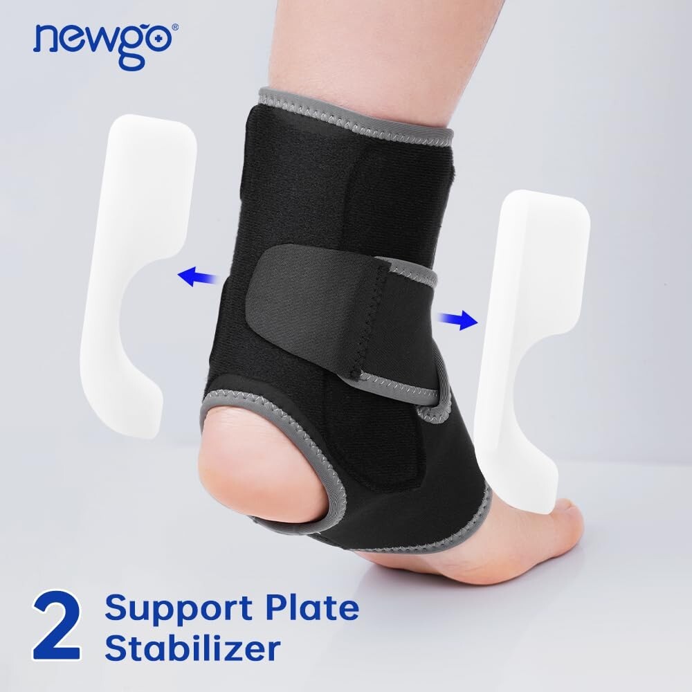 NEWGO Ankle Brace, Ankle Support Brace for Sprained Ankle with Plastic Support