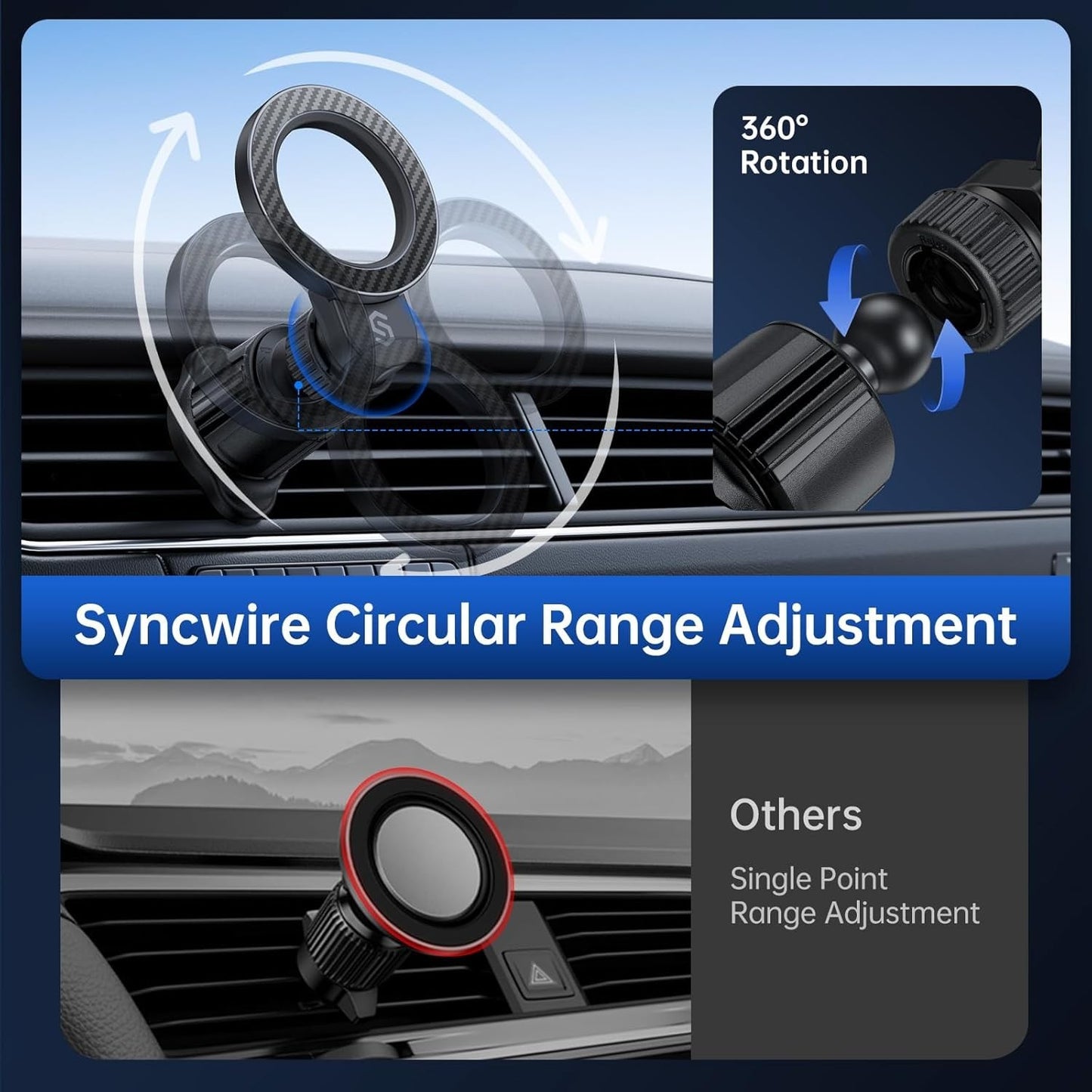 SYNCWIRE for MagSafe Air Vent Car Mount Flexible Rotation Magnetic Phone Holder