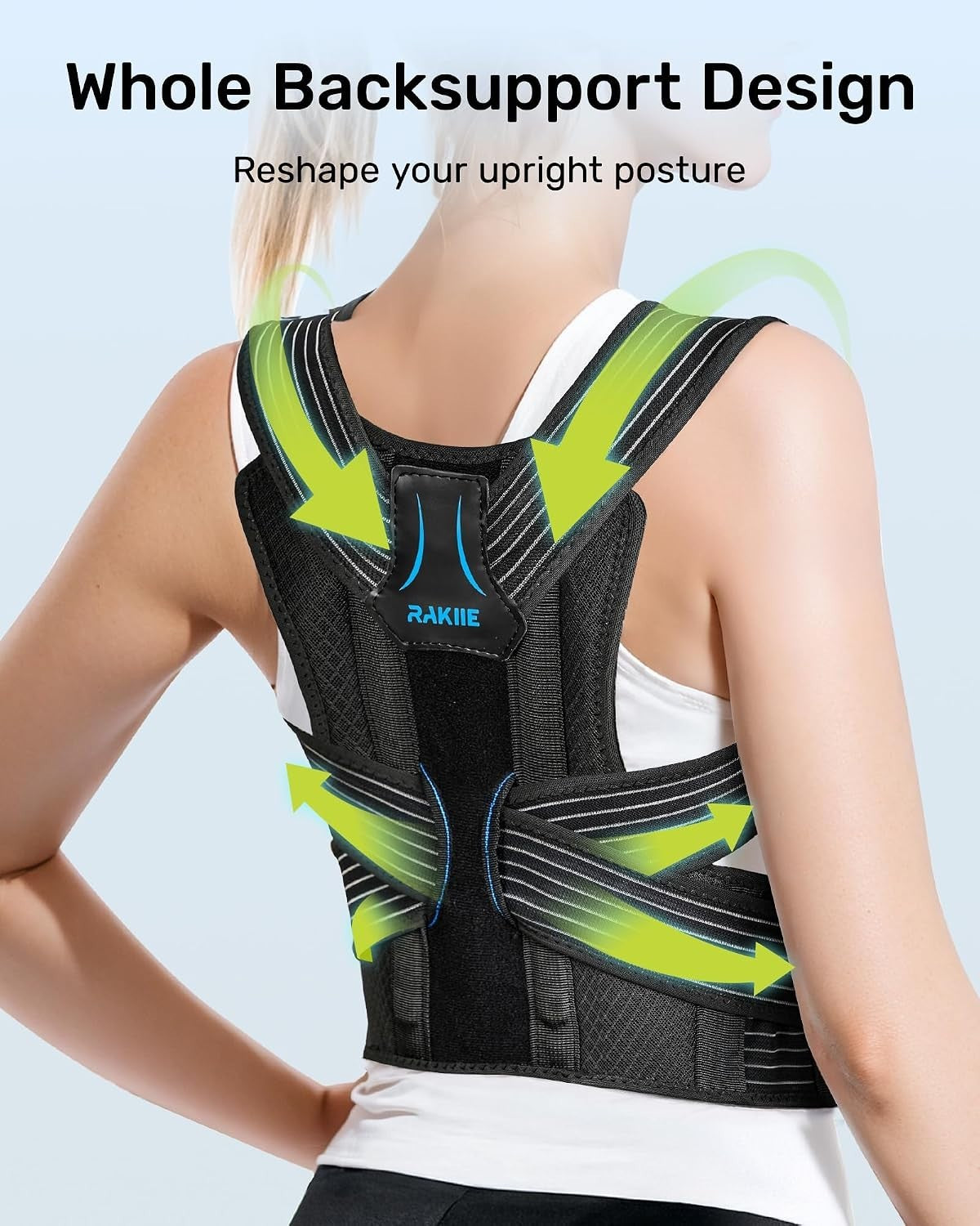 Rakiie Posture Corrector Women Men Upgraded Back Brace Enhanced Medium New