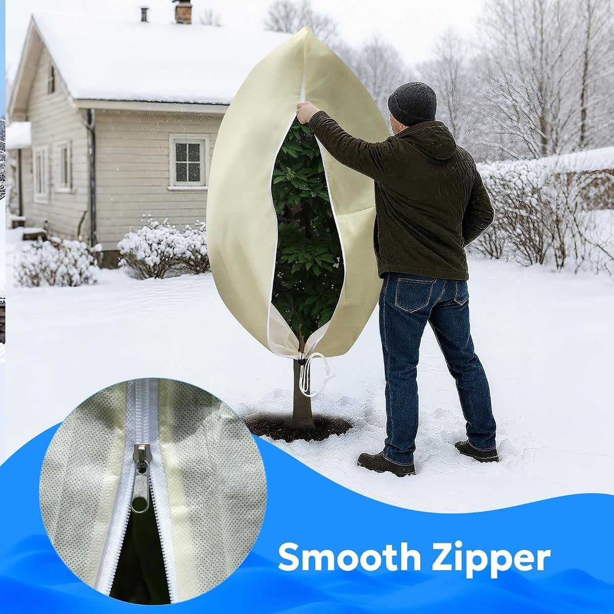 2 Packs Plant Fleece Frost Protection Covers, 120x180 Garden Fleece with Zipper,