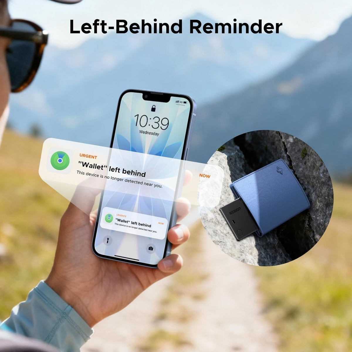 UGREEN FineTrack Slim 3 Wallet Tracker for iOS, Wireless Rechargeable, IP68
