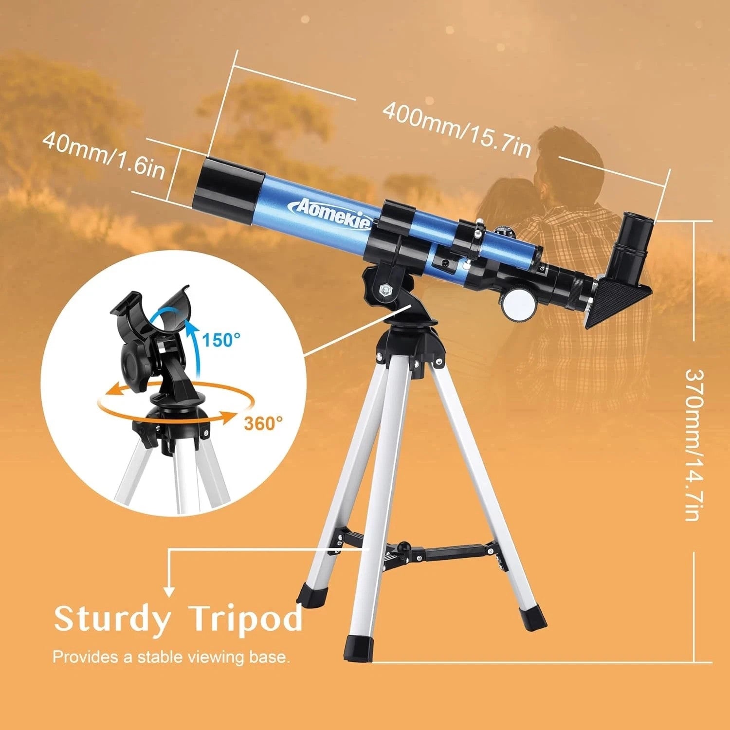 Aomekie Portable Astronomy Telescope for Kids 40/400mm with Tripod - NO BOX