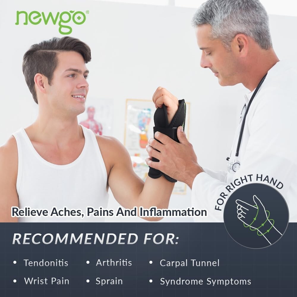 Newgo Wrist Support Straps Carpal Tunnel Arthritis Sprain Pain Relief Strap