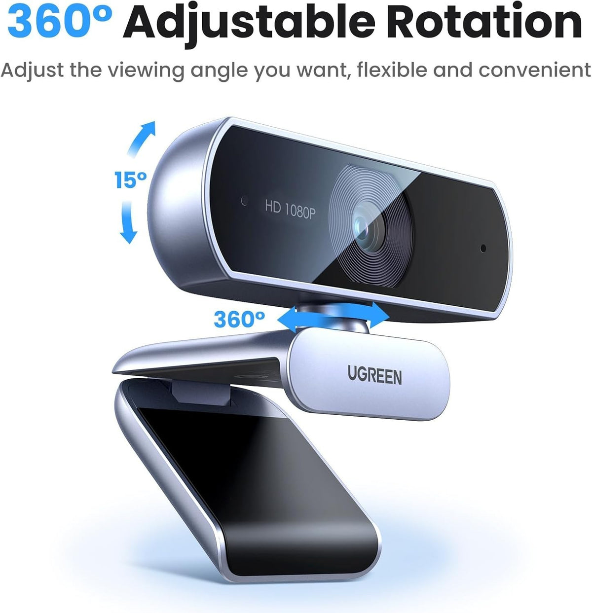 UGREEN USB Webcam, Full HD 1080P/30fps Webcam for PC, Webcam with Microphone