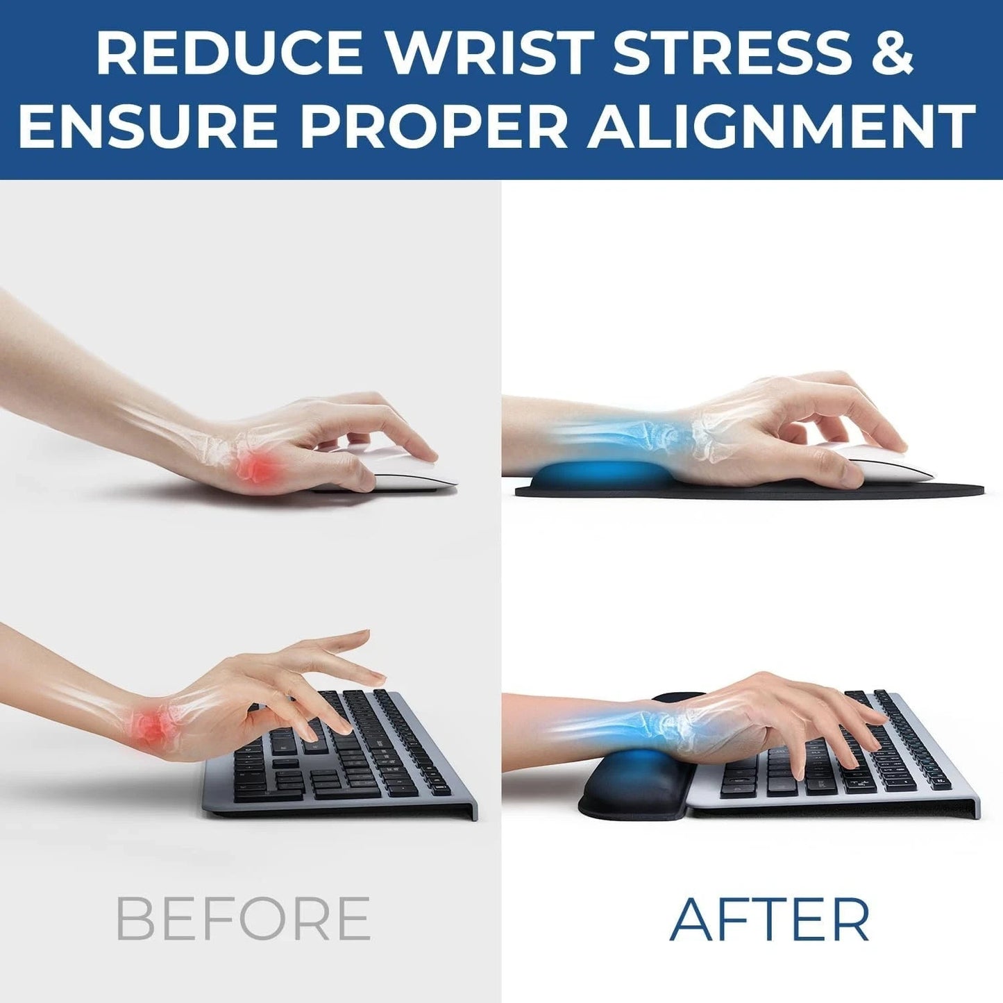 Ergonomic Mouse Pad with Memory Foam Wrist Rest Support Everlasting Comfort
