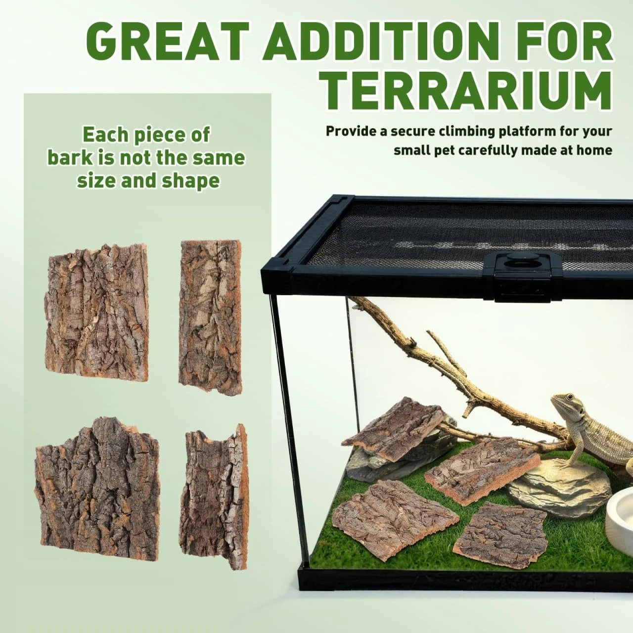4Pcs Reptile Cork Bark Reptile Enclosure Background Cork Bark For Gecko