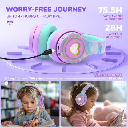 iClever Kids Active Noise Cancelling Headphones - 60 Hour Play Time - Wireless 
