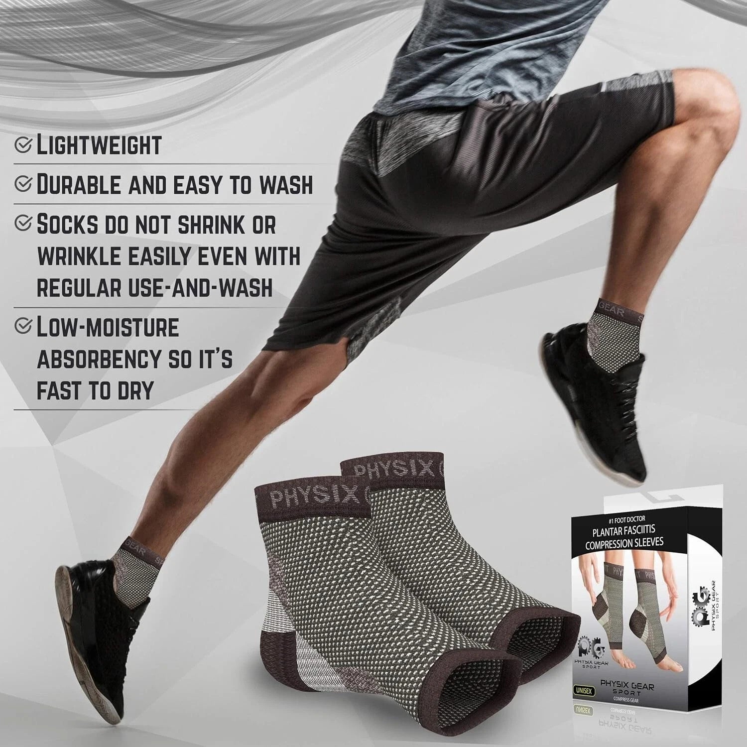 Plantar Fasciitis Compression Socks BY Physix Gear Sport , 1 prs size XXL