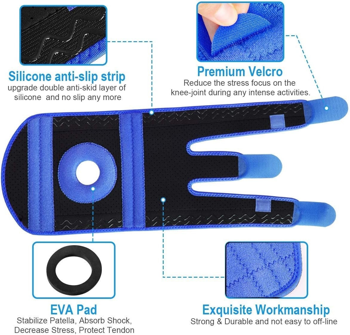 Avidda Knee Support with Open-Patella Design for Joint Pain, Sports Injury, M-XL