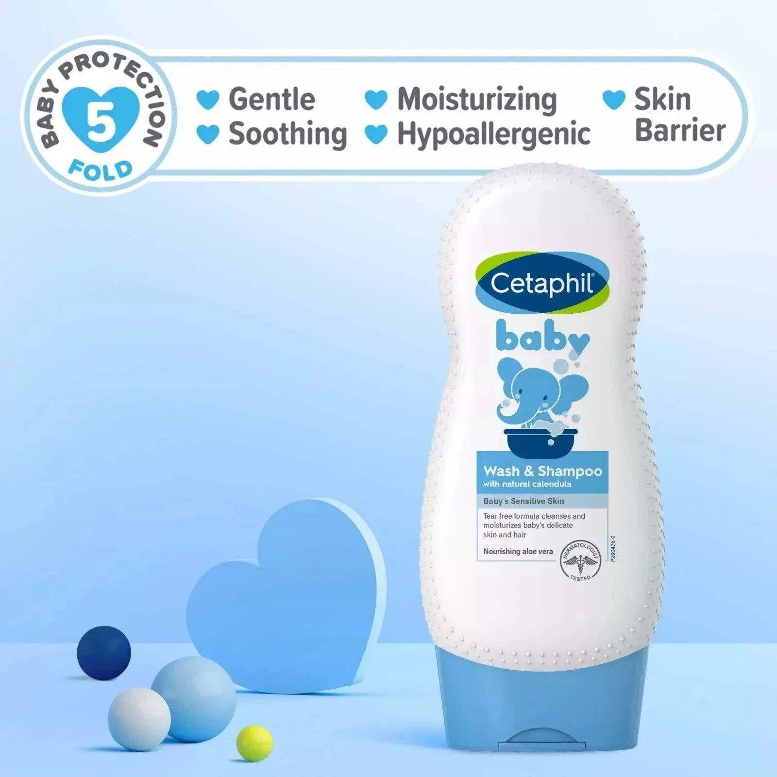 Cetaphil Baby Shampoo and Body Wash with Organic Calendula, 7.8 Fl Oz - 3 Pack