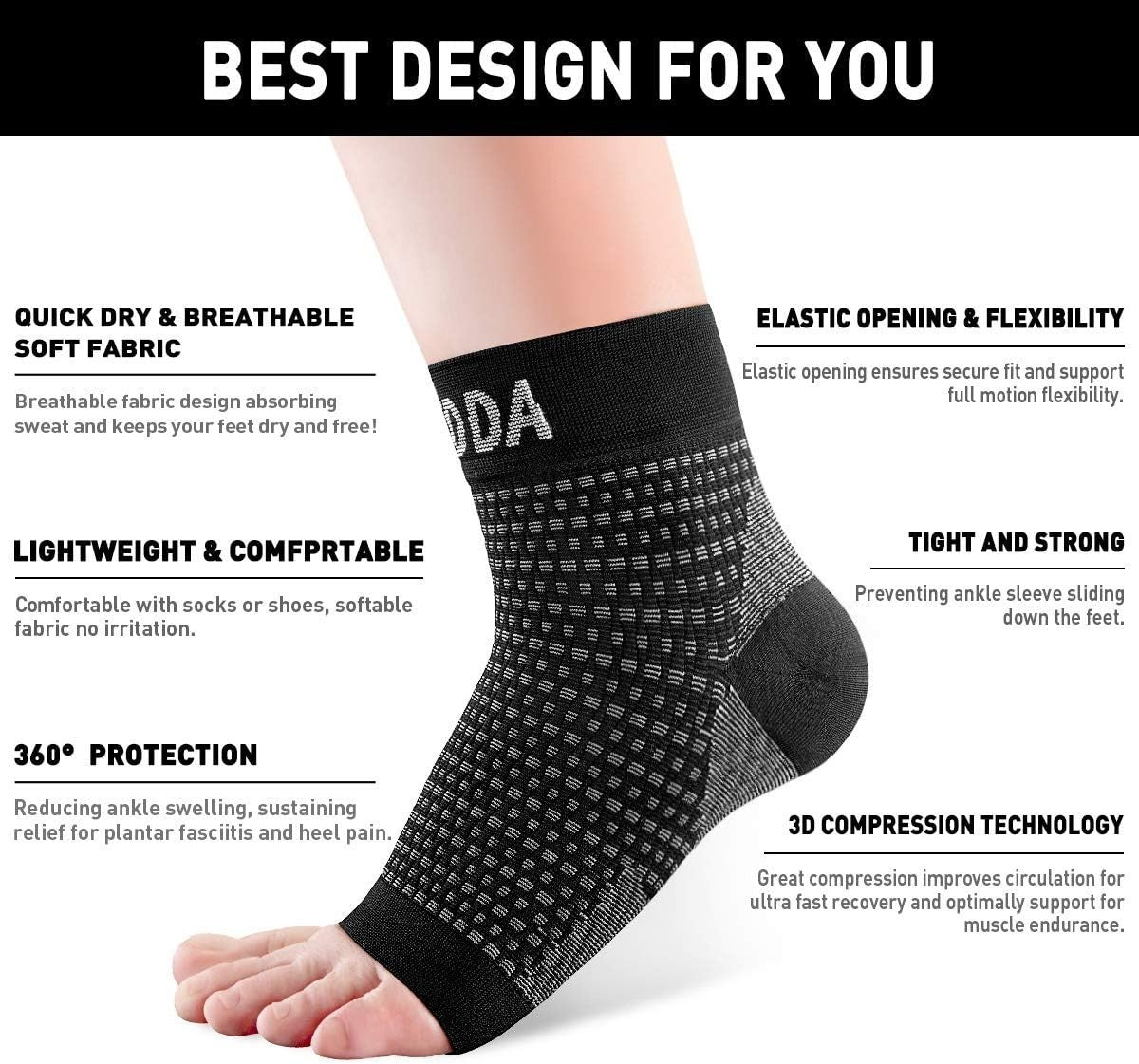 AVIDDA 2 Pack Ankle Support Brace for Men and Women, Compression Sleeve Socks XL