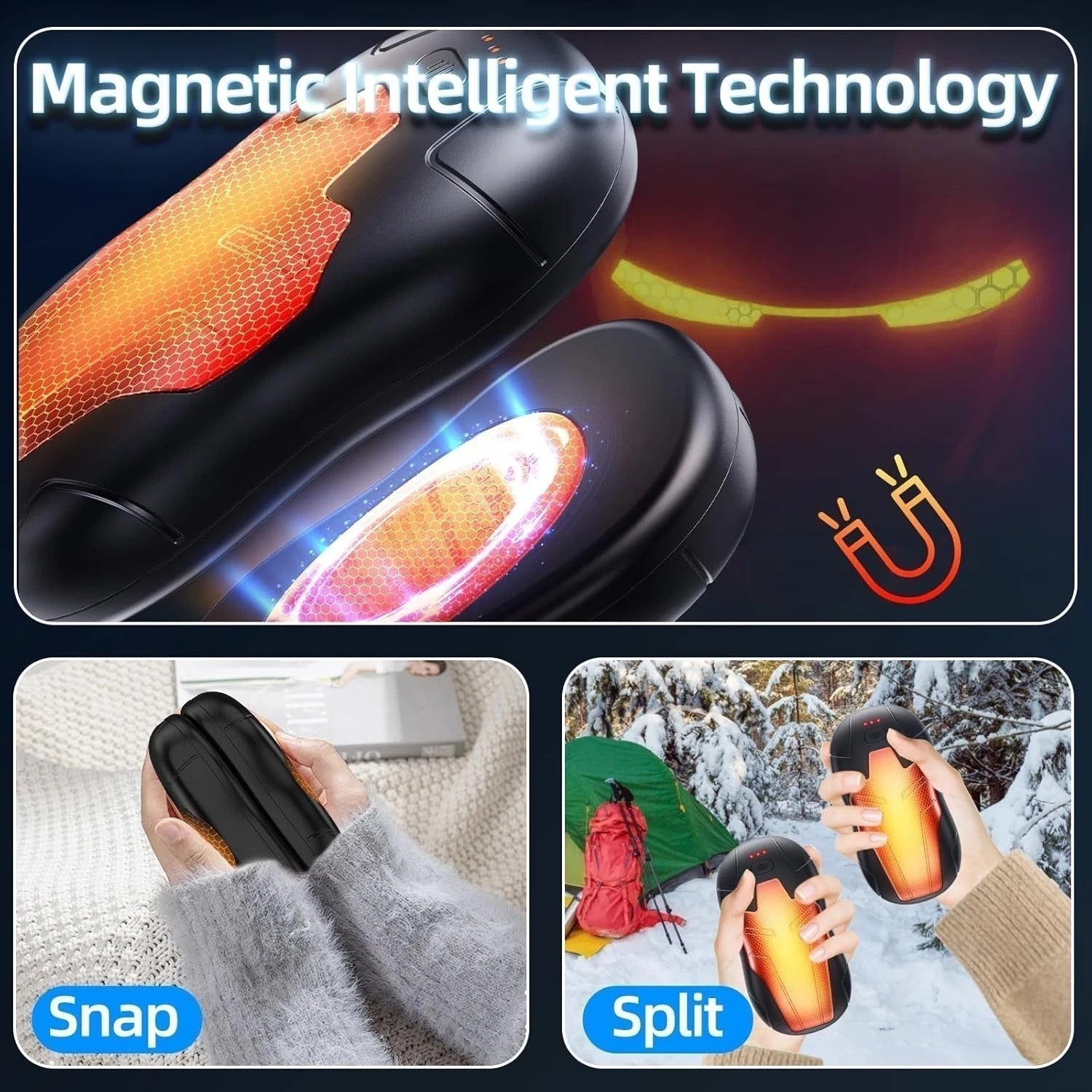 Rechargeable Hand Warmers 2 10000Mah Pack, 2025 Latest Split Double-Sided Heatin