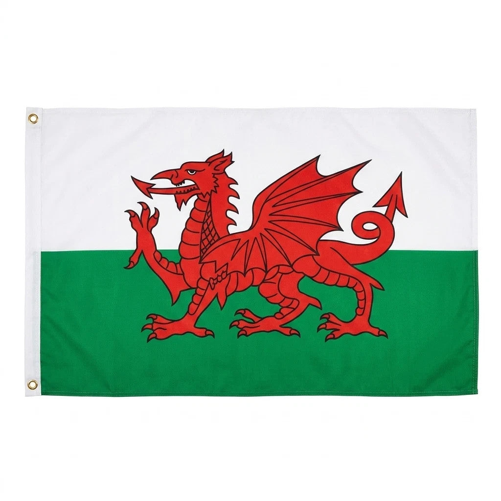 Large Welsh Flag 5ft x 3ft Y Ddraig Goch Large Wales Flag With Metal Eyelets