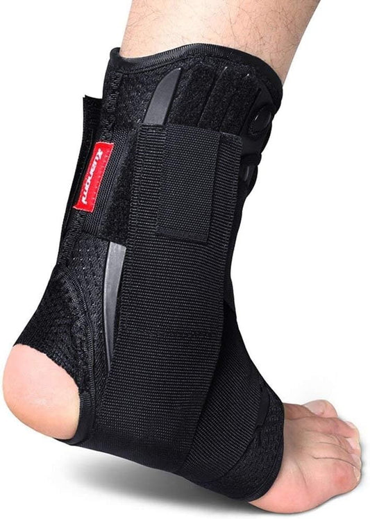 Kuangmi Ankle Support Lace Up With Side Stabilizers Brace Fixing Protection 1PC