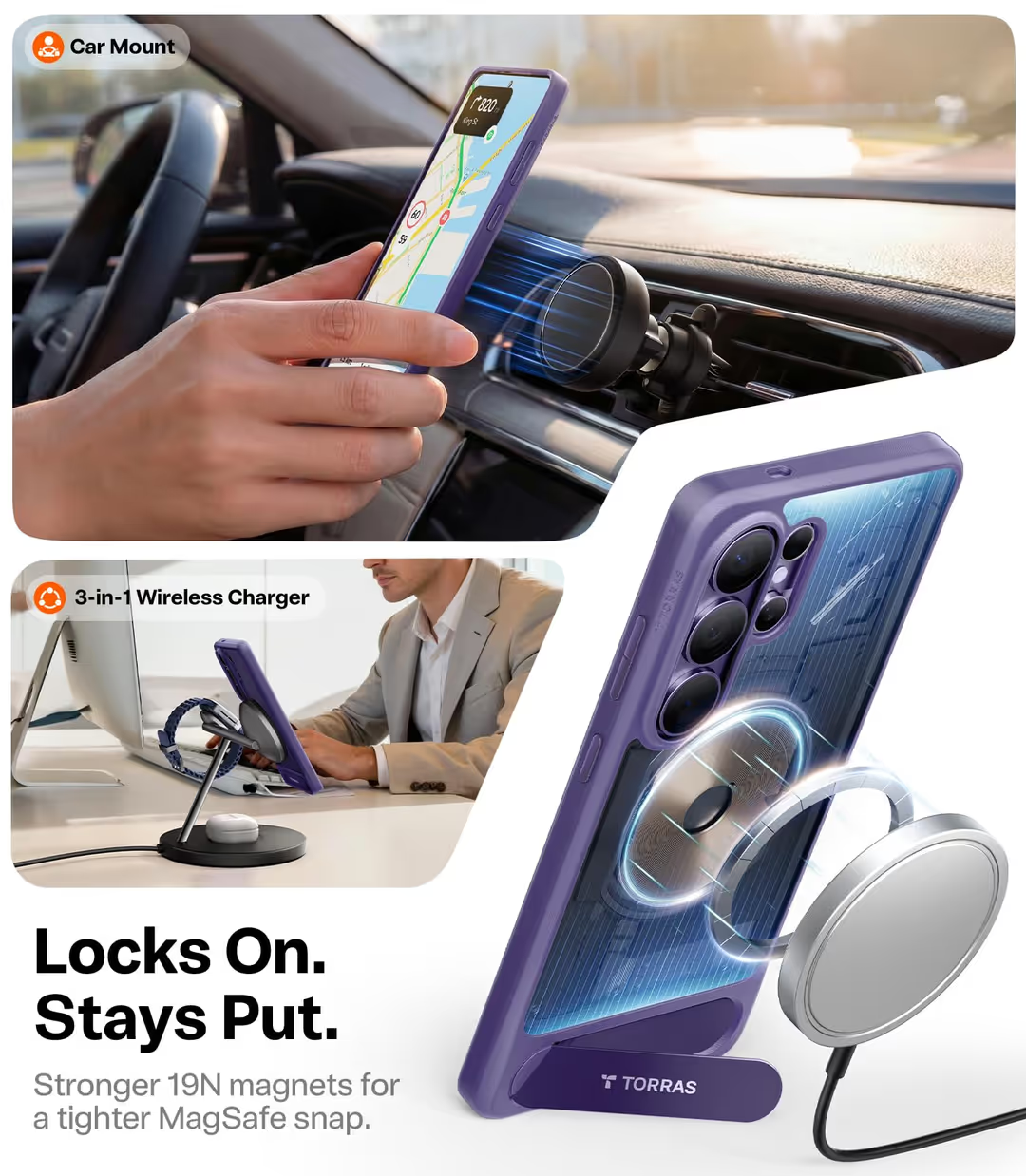 TORRAS Phone Case for Samsung Galaxy S26 Ultra, Magsafe, Drop Protection Purple