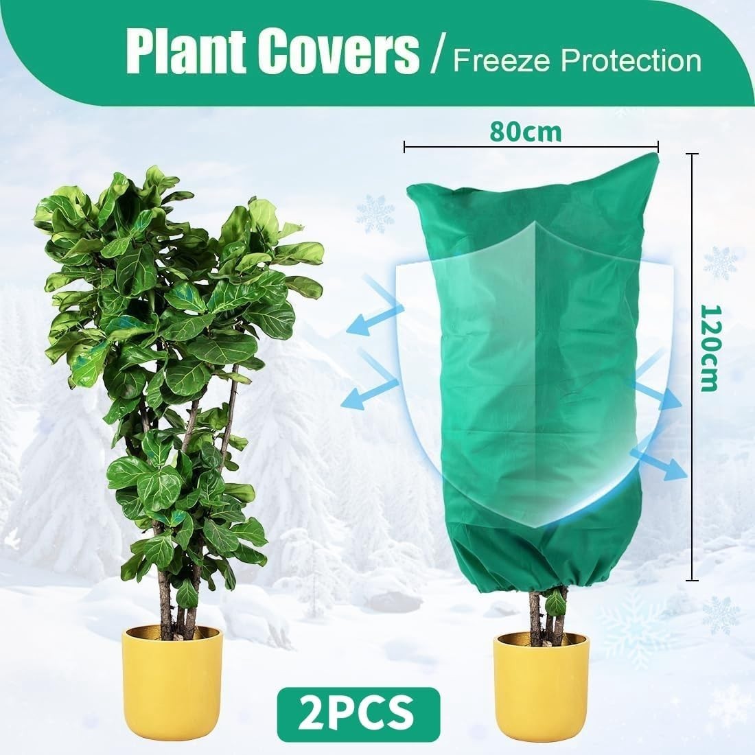 4 Pack Large Frost Protection Bag Plants Fleece Winter Garden Plant Cover - 70gs