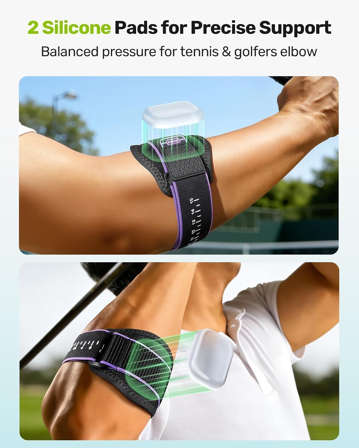 Rakiie Tennis Elbow Support Strap Adjustable Golfers Brace Purple