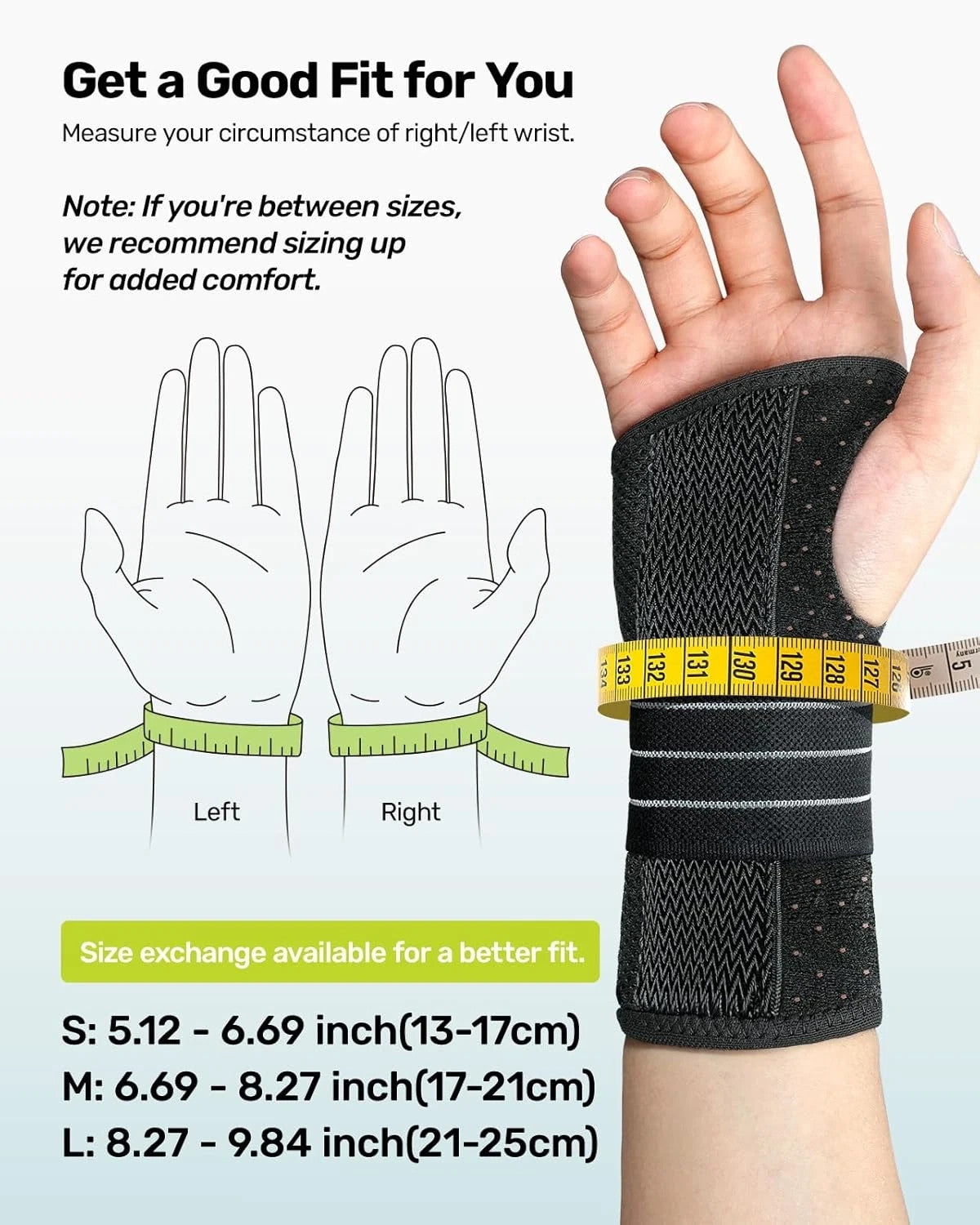 Rakiie Carpal Tunnel Wrist Brace, Adjustable Night Wrist Support with 3 Metal Sp