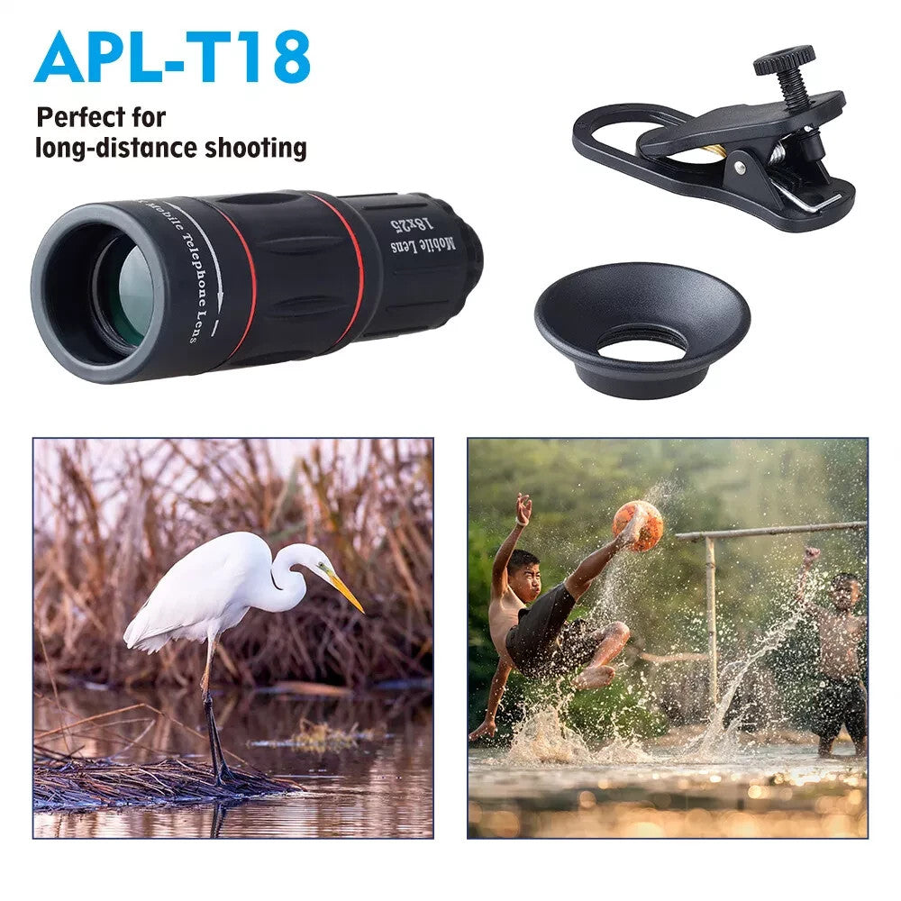 APEXEL 18X Telescope Camera Lens Zoom Telephoto Mobile Phone Lens Kit + Tripod