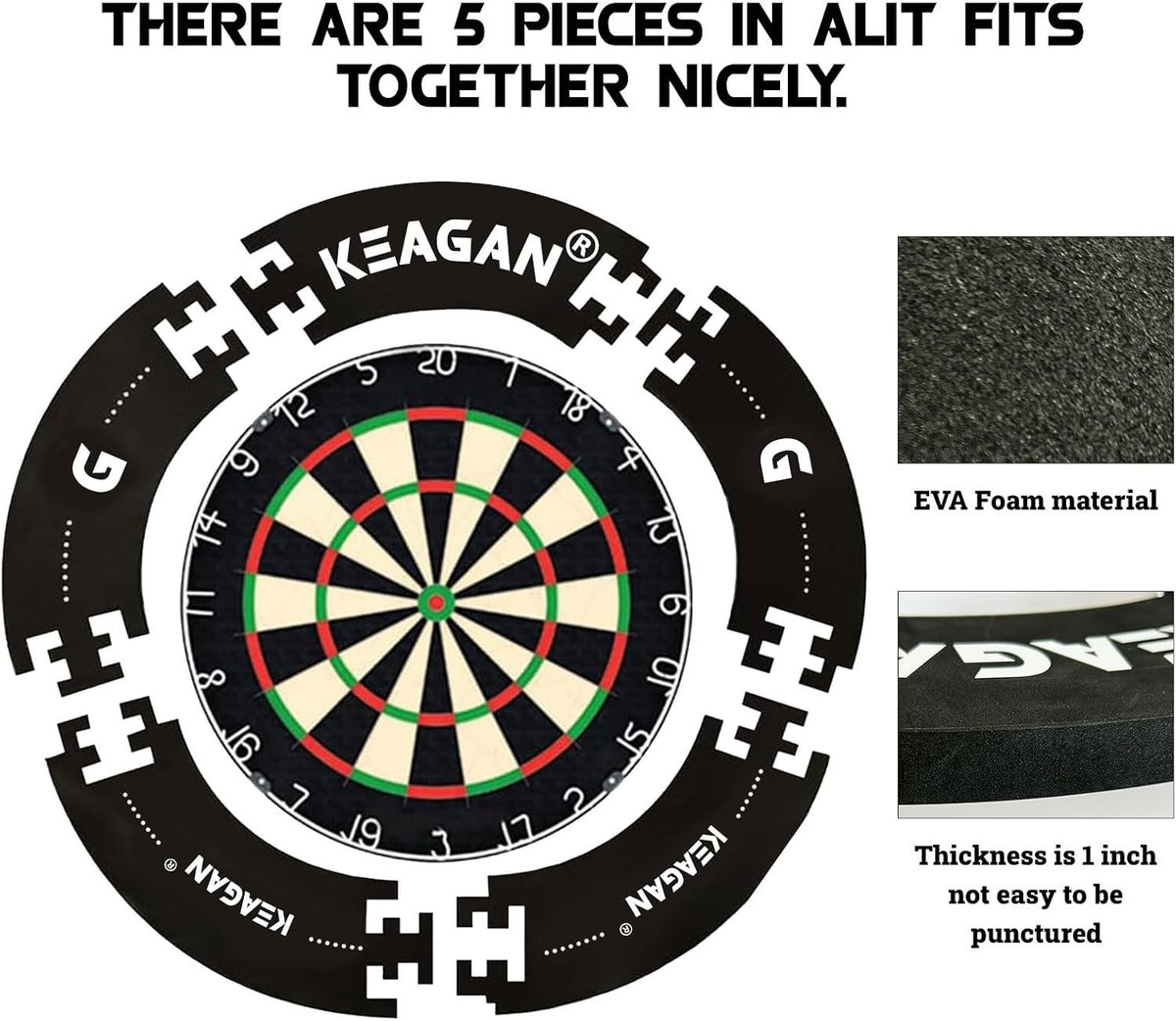 PLAIN DARTBOARD SURROUND HEAVY DUTY BLACK RUBBER RING FOR DART BOARD