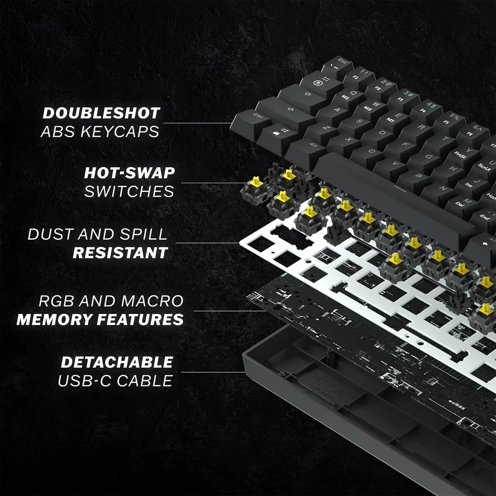 Mizar MZ60 LUNA Mechanical Gaming Keyboard | 60% Keyboard 62 Key ISO 