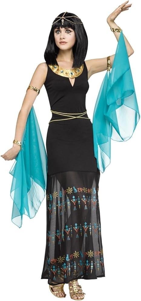 Ladies Egyptian Queen Cleopatra Costume Deluxe Womens Egypt Goddess Fancy Dress