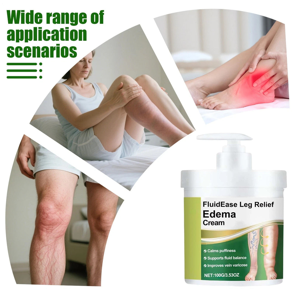 Leg Therapy Edema Cream, Anti Swelling Cream for Legs, Reduce Leg Swelling Natur