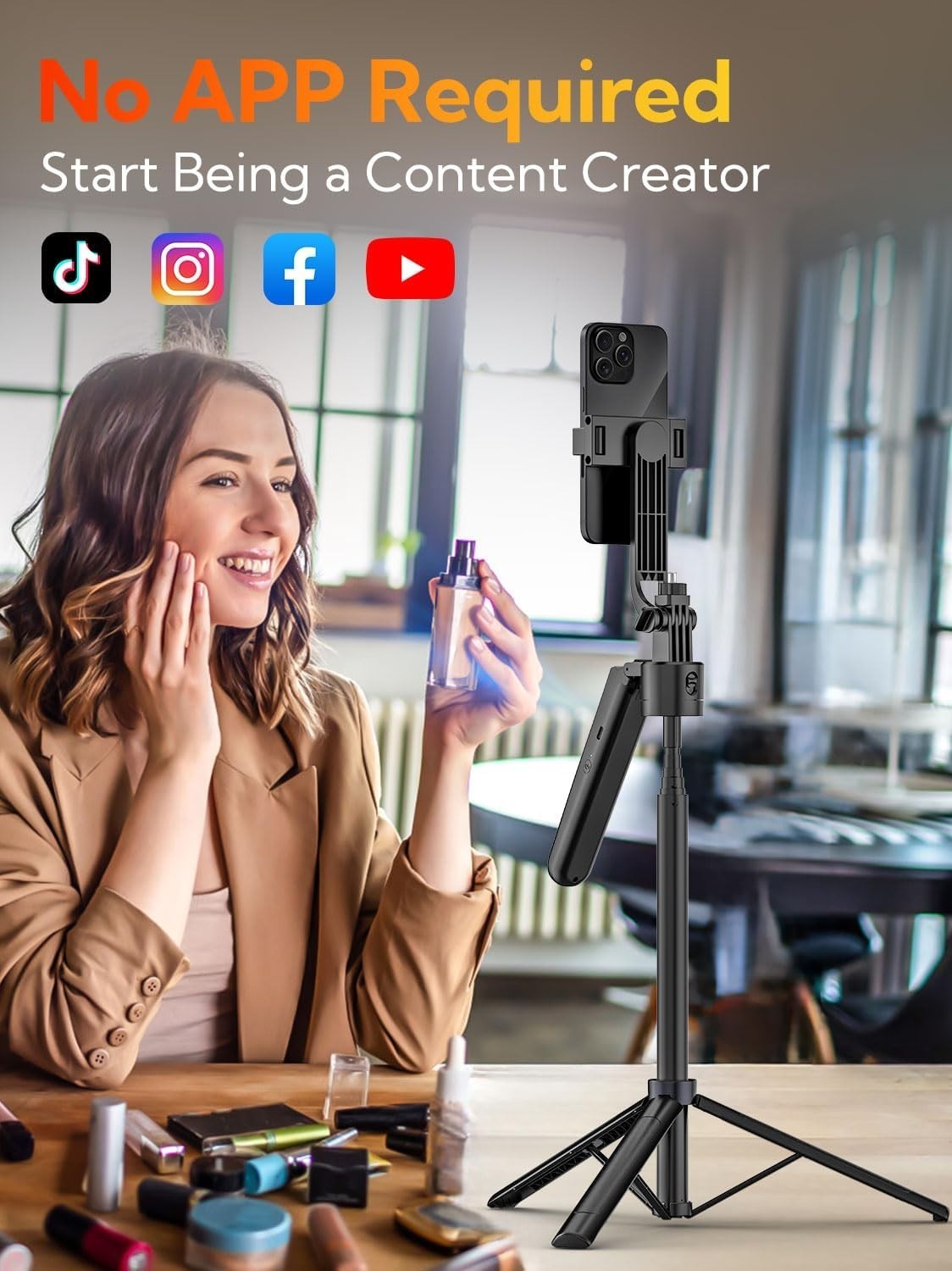 70" Phone Selfie Stick Tripod with Remote AI Auto Face Tracking 360° Rotation UK