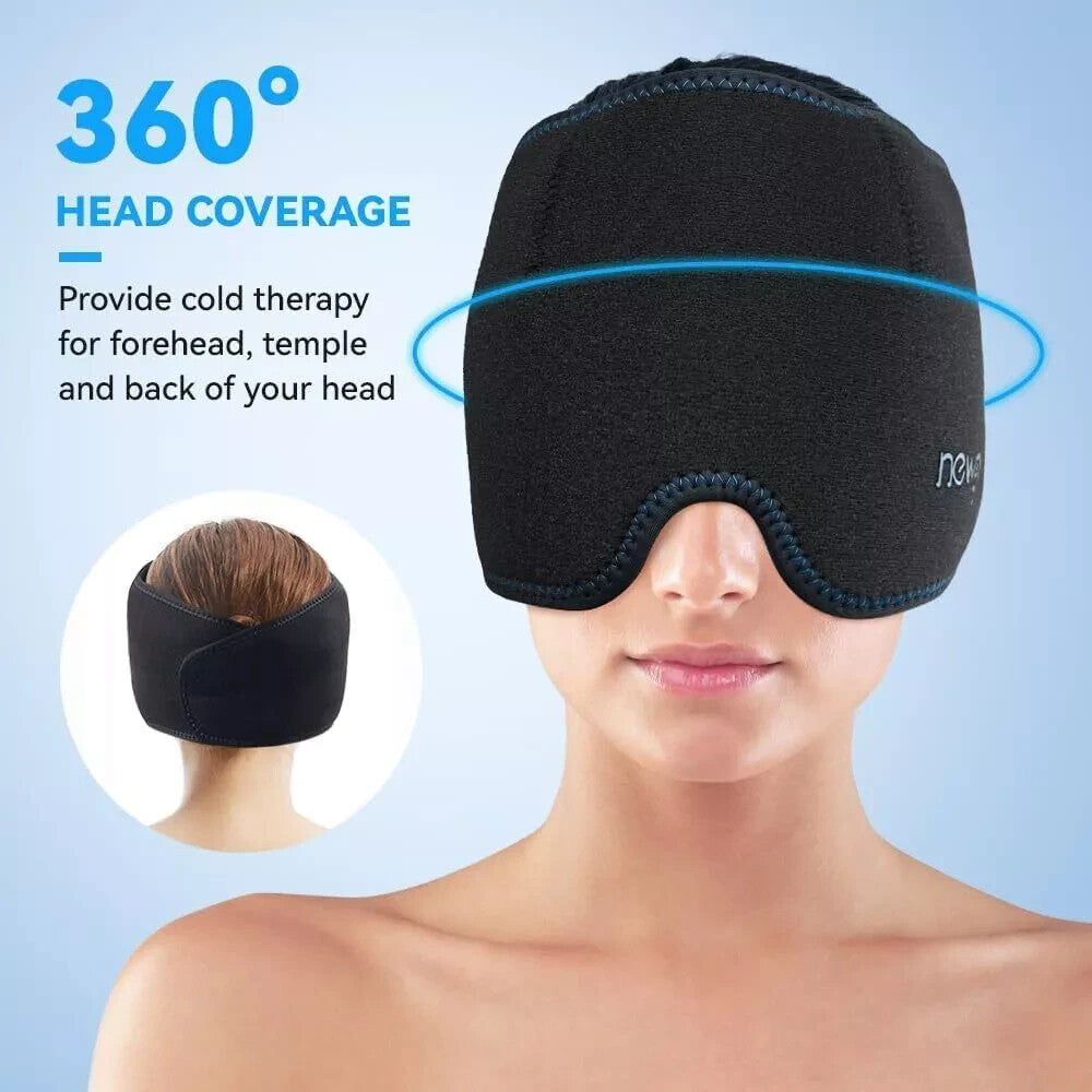 NEWGO Migrane Relief Head Ice Wrap, Reusable Hot Cold Therapy Headache Hat Ice