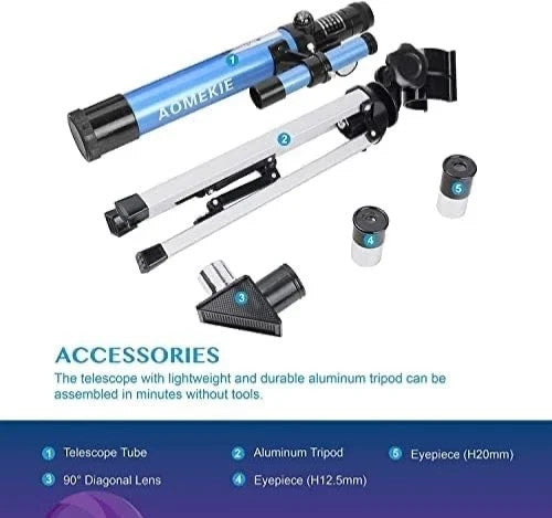 Aomekie Portable Astronomy Telescope for Kids 40/400mm with Compass and Tripod