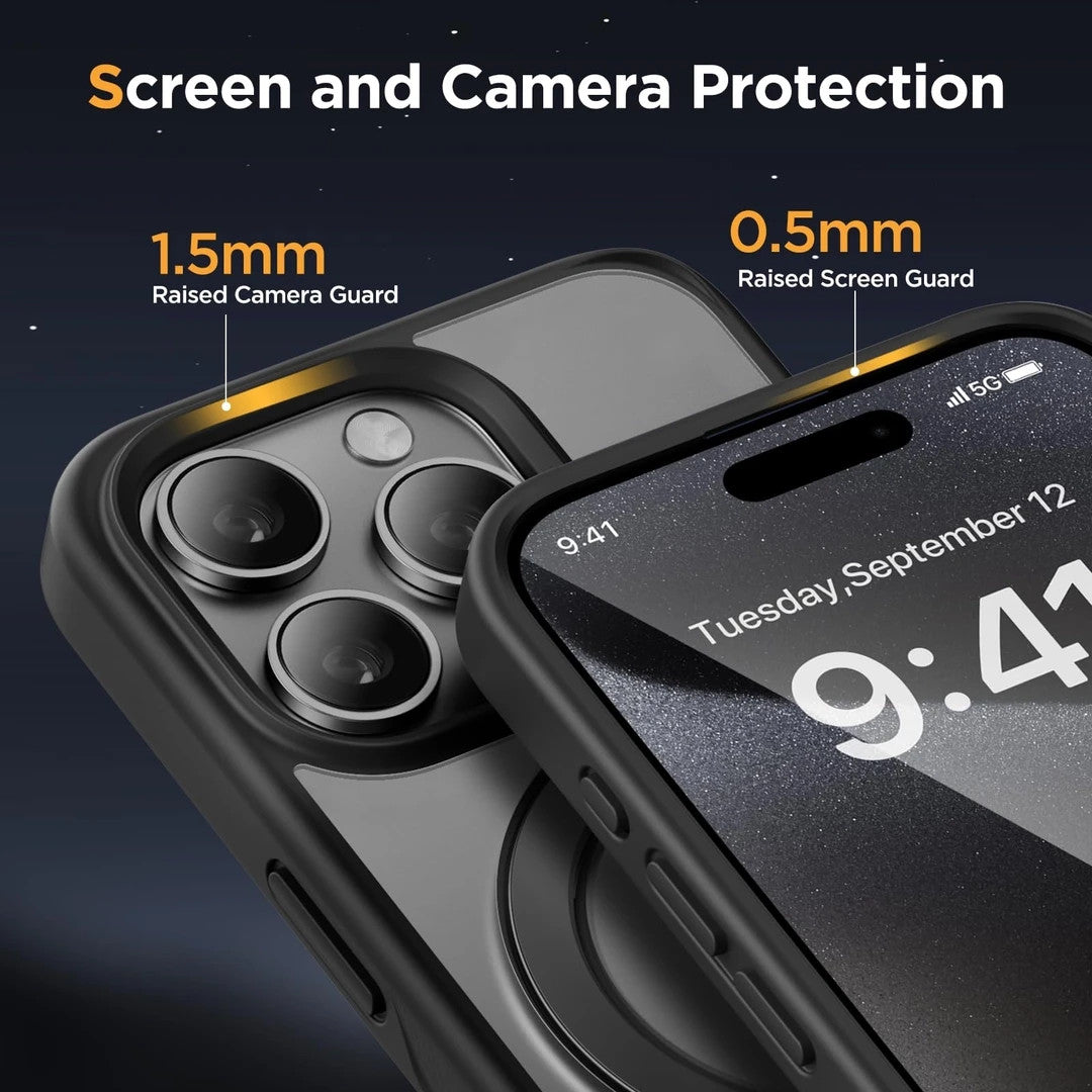 Miracase for iPhone 15 Pro Case: 360° Spin Magnetic Stand with MagSafe, Military