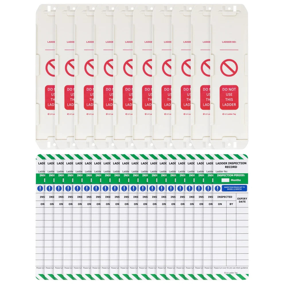 Ladder Inspection Tags 15 PCS Kit Ladder Inspection Tags x 10 and Procedure x 5