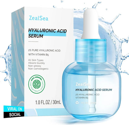 ZealSea Hyaluronic Acid Serum for Face, Hydrating Microneedling Serum, EWG Cert