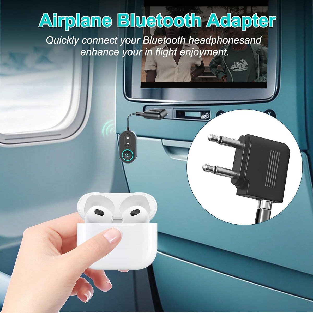 Bluetooth 5.3 Transmitter Receiver, Dual Pairing Wireless Car/Airplane Bluetooth
