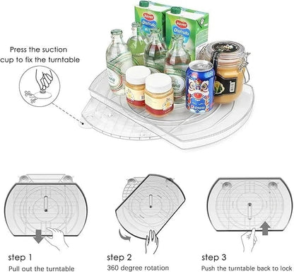 1 Piece Clear Lazy Susan Rotating Turntable Spicy Rack Fridge Organiser 16.5"