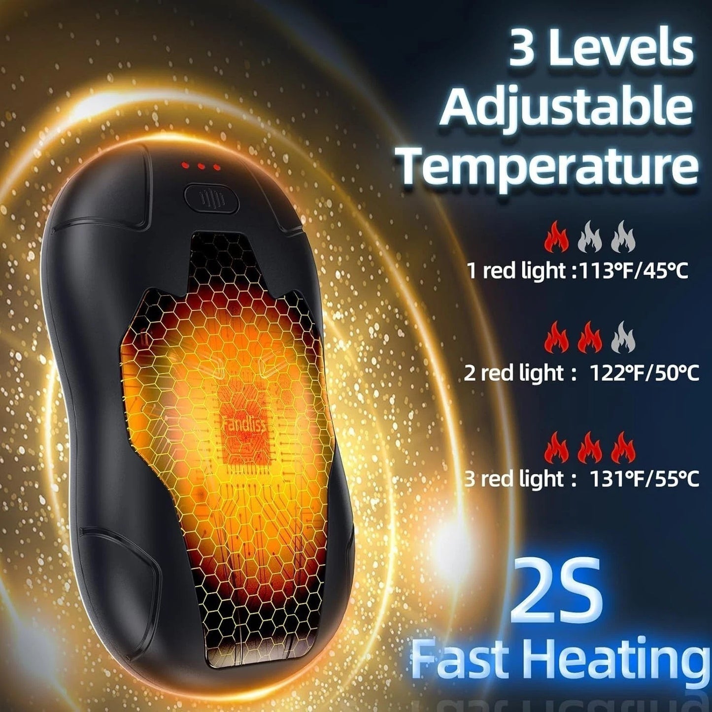 Rechargeable Hand Warmers 2 Pack 10000mAh Split Magnetic Double-Sided Heater